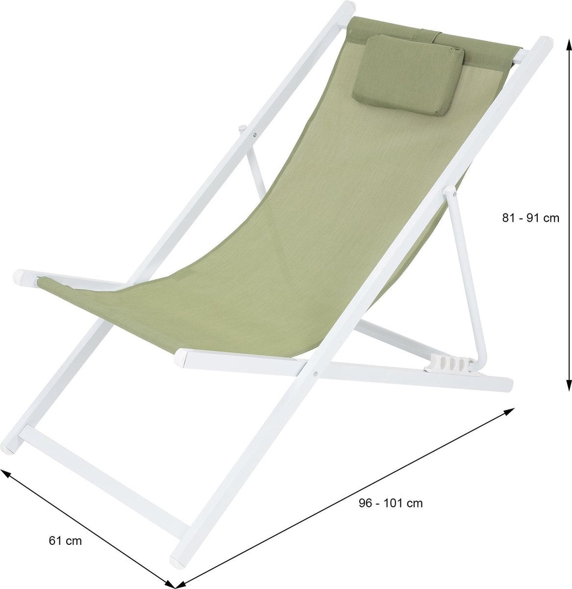 Ligstoel groen, 61x91x101 cm, gemaakt van aluminium en polyester