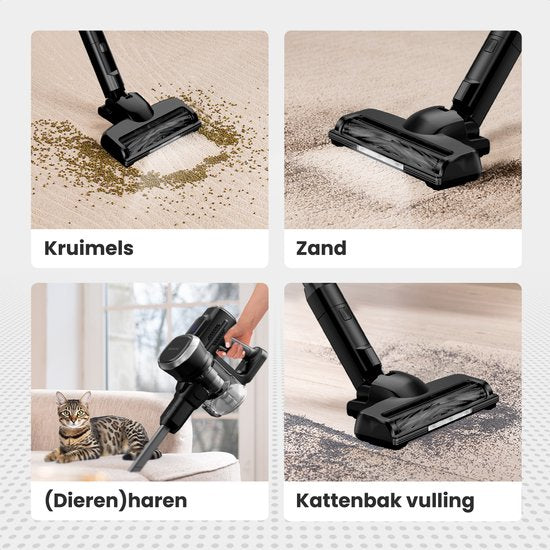 Auronic Steelstofzuiger Draadloos - 220W - Zelfstaande Steelstofzuiger - Zonder Zak - Vacuum Cleaner - Zwart
