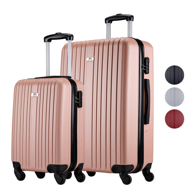 Slazenger Kofferset – 2-Delig: 26L & 71L – 63 x 43 x 26 cm + 43 x 30 x 20 cm – Rosé