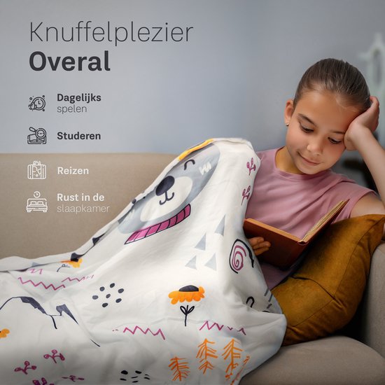CozySense® Verzwaringsdeken Kind 2,4 kg - Weighted Blanket - Zwaartedeken met GLASS-Flow® Drukverdeling - Wasbare Hoes - Hypoallergeen - Voor Meisjes