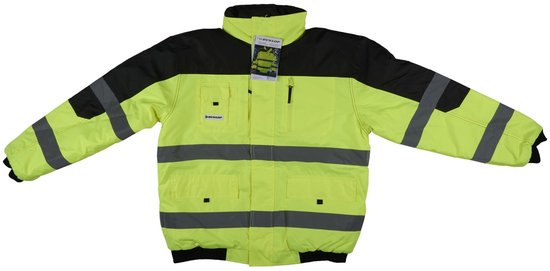 Dunlop Veiligheidsjas XL Veiligheidshesje voor Volwassenen Functioneel Ontwerp met Zakken Fluorescerend Comfortabele en Universele Pasvorm PES-Kunststof Geel