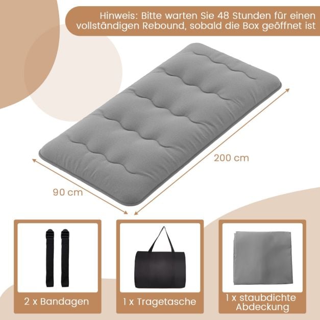 Coast Japanse Futonmatras – Oprolbaar Tatami Matras met Wasbare Hoes en Draagtas – 90/140 x 200 x 10 cm