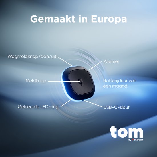 Tom by TomTom | Flitsmelder voor Auto | Waarschuwt voor Vaste & Mobiele Flitsers, Files | Zonder Abonnement | CarPlay & Android Auto | Made in Europe
