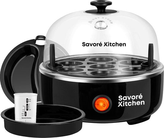 Savoré Kitchen 3-in-1 Eierkoker 7 Eieren - Electrisch - Eierkokers met Timer - Zwart