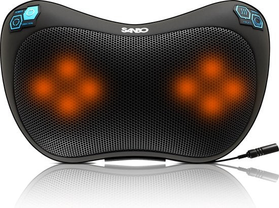 Sanbo Shiatsu Massagekussen - Draadloos - Massageapparaten - Met Warmtefunctie - Zwart