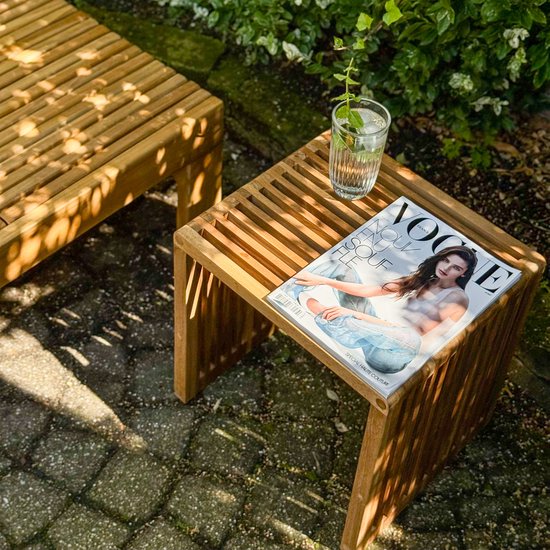 AXI Liane Teak Bijzettafel - Bruin – Houten tuintafeltje - 40 x 35 x 40 cm - 100% Teak – Voor tuin, terras en balkon