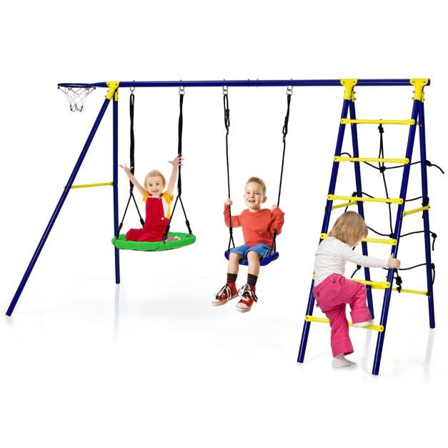 Coast Kinderschommel met Klimrek - 294 x 138 x 176 cm - Blauw