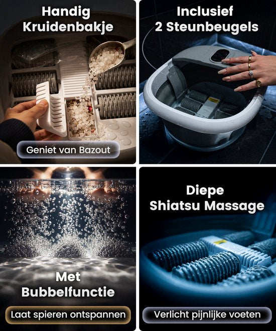 ProTrue® Voetenbad met Massage - Inklapbaar Elektrisch Voetbad met Massage Rollers - Voetmassage Apparaat met Bubbelfunctie & Verwarming tot 46°C