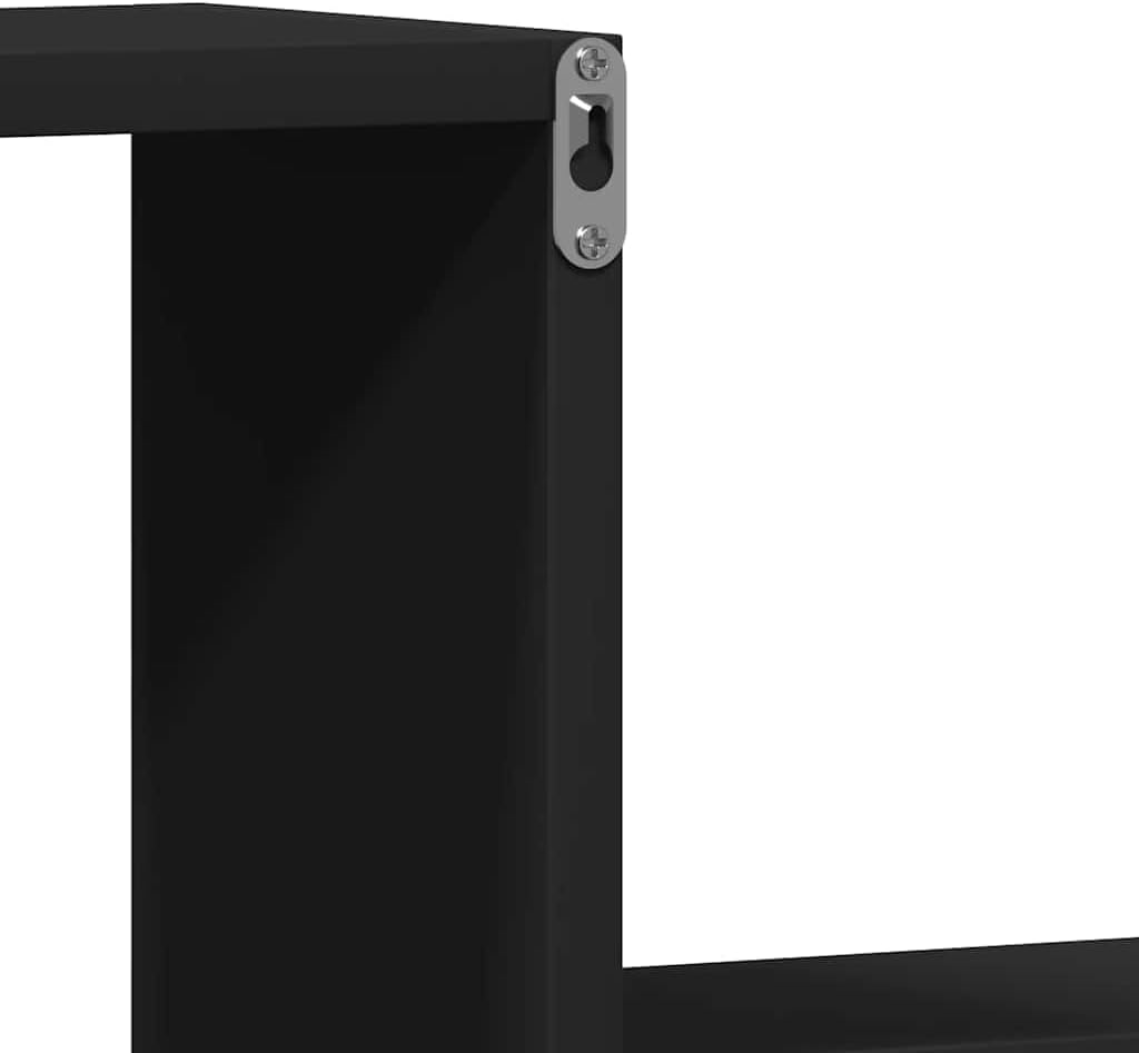 vidaXL Wandplanken Set van 2 – 100 x 15 x 20 cm – Zwart – Gelakt Hout