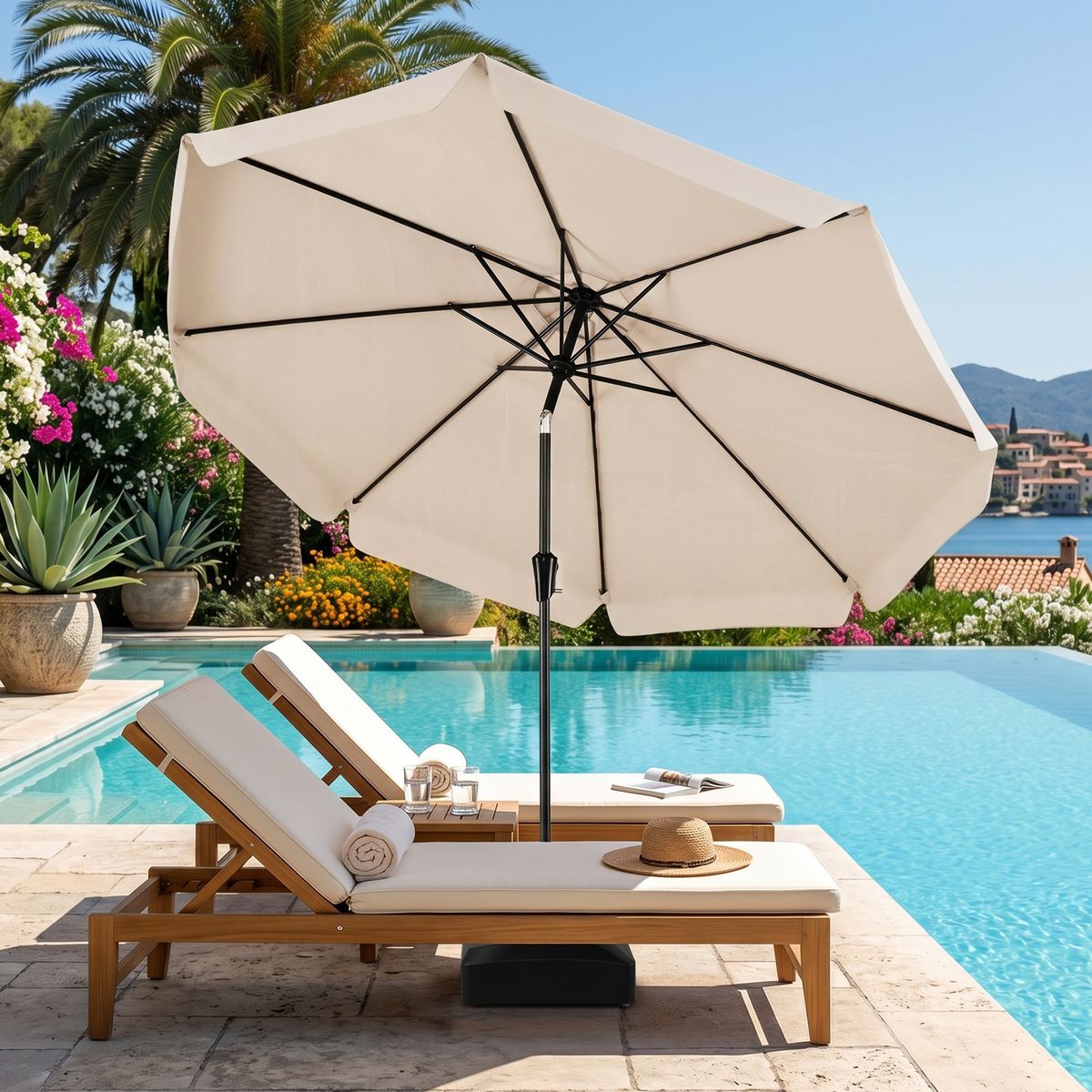 Coast parasol kantelbaar - 3 meter diameter - metalen stok - beige