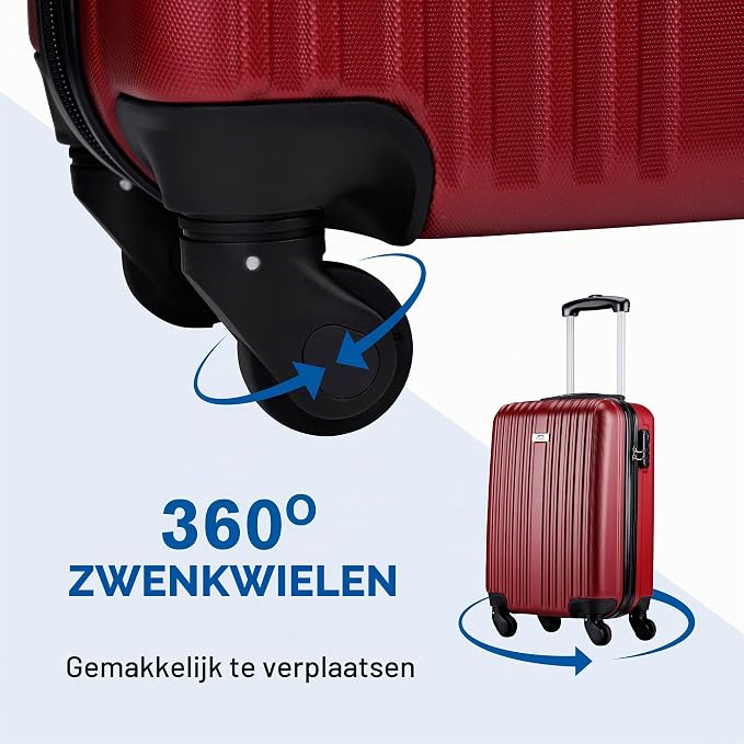 Slazenger Kofferset 2-delig - Rood - Hardcase ABS - 71 & 26 Liter - Cijferslot - 360° Zwenkwielen