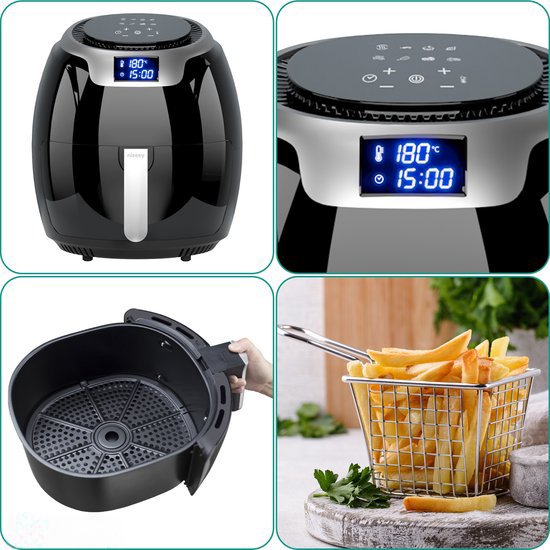 Niceey Airfryer XXL - Heteluchtfriteuse - 1800W - 8,0L - Incl. Kookboek - Zwart