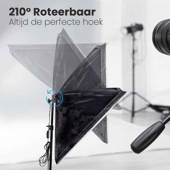 Auronic Softbox Studiolamp - Complete Set met Draagtas - 50x70 cm - Zwart