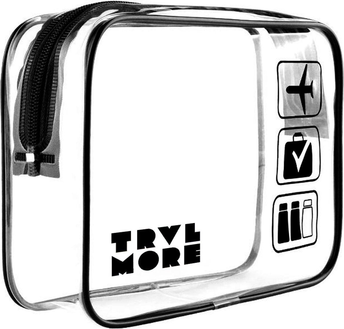 TRVLMORE Transparante Toilettas - Zwart/Transparant