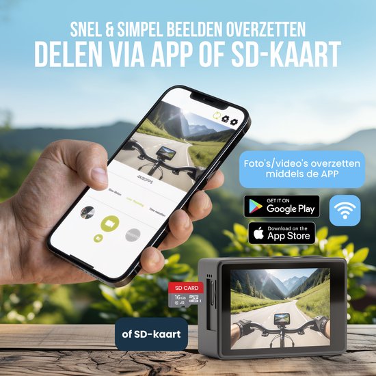Strex Action Camera 5K 50MP WiFi - Onderwatercamera 30M Waterdicht - Met Touchscreen en Microfoon - Inclusief Accessoires - Actie Camera 60FPS