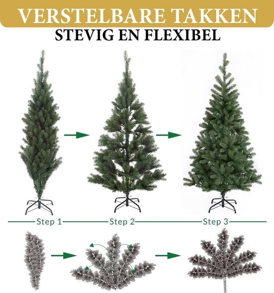 Giftsome Kunstkerstboom met Verlichting - Kerstboom 215 CM - Kunstboom met LED