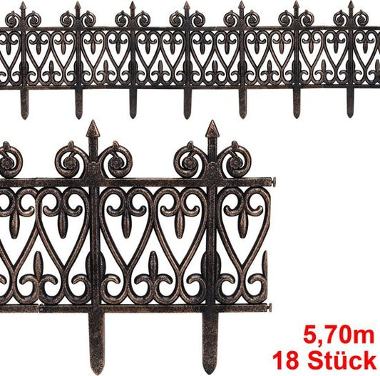Deuba Borderrand Kunststof – 18 Stuks = 570cm UV-bestendig - Bruin