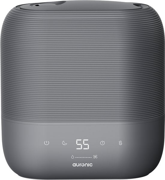 Auronic Luchtbevochtiger - 5L - Geschikt voor Slaapkamer, Babykamer, Kantoor, Woonkamer en Meer - Humidifier - BPA-Vrij - Antraciet
