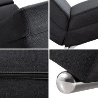 Casaria Relax Lounger, Ligstoel London, stof antraciet met verchroomde poten