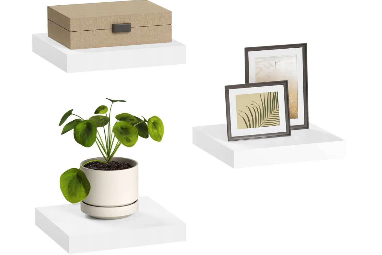 Esituro Witte Zwevende Wandplank MDF Glans Wit 30 x 23 x 3,8 cm – Moderne Wandboekenkast