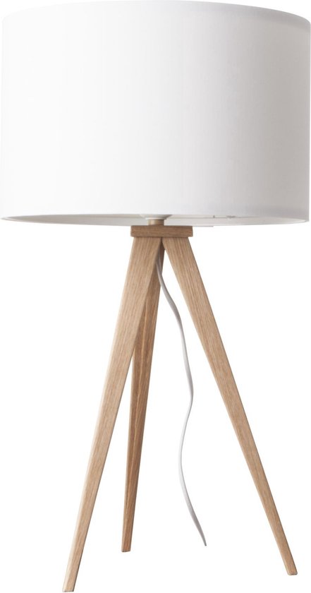 Tripod tafellamp hout - Zuiver - wit