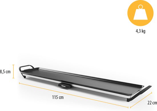 Tristar Grillplaat BP-2670- Tafelgrill XL: 100 x 23 cm - Voor binnen en buiten - BPA Free - Gourmet bakplaat voor op tafel - 10 tot 12 personen - Met regelbare thermostaat - Anti-aanbaklaag - Zwart