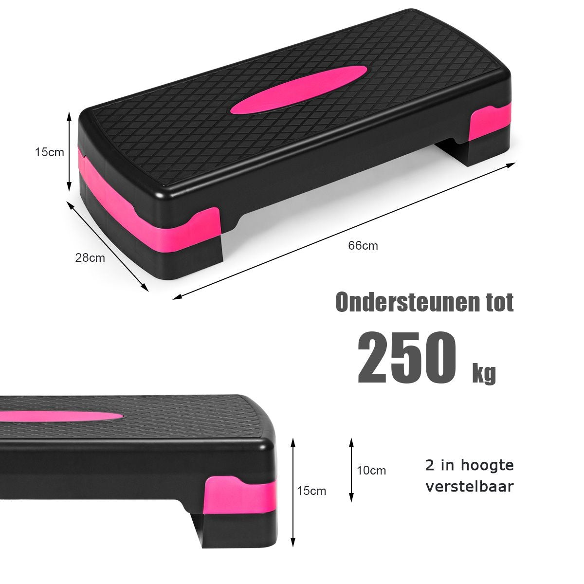 Coast Aerobic Stepper Fitness - Verstelbaar - Zwart/Roze