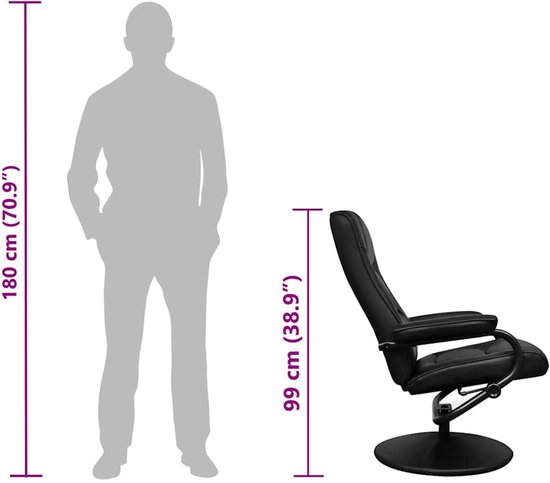 vidaXL - Tv-fauteuil - met - voetenbankje - kunstleer - zwart