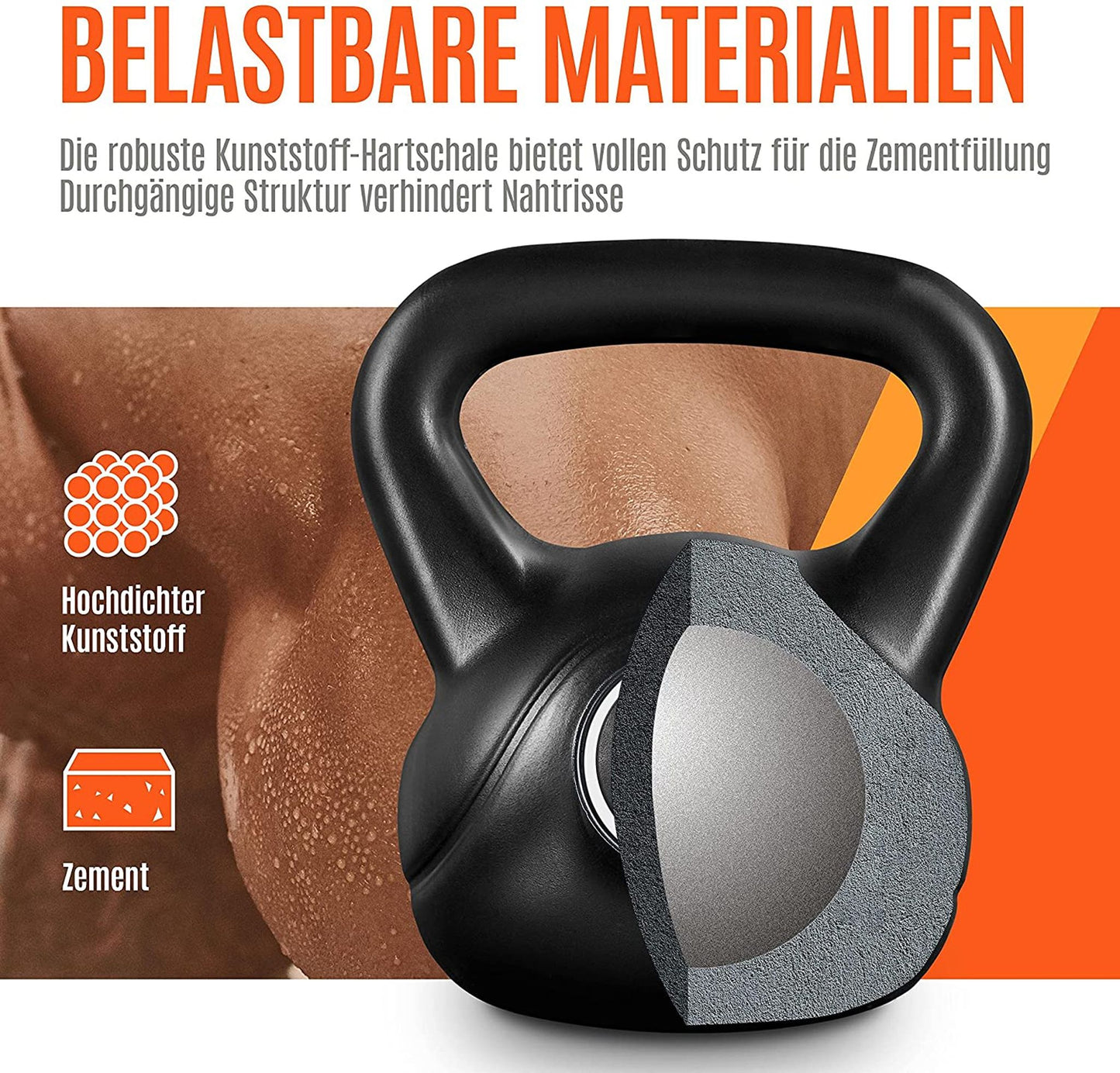 Yaheetech Kettlebell Set 2 kg, 4 kg, 6 kg & 8 kg - Zwart - Kunststof met Beton - 16,5 x 14 x 18,5 cm tot 22,5 x 19,5 x 26 cm