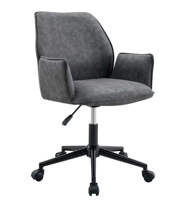 Jill Bureaustoelen Set van 2 - Antraciet Microfiber - 58,5 x 64 x 82,5-91,5 cm - In Hoogte Verstelbaar