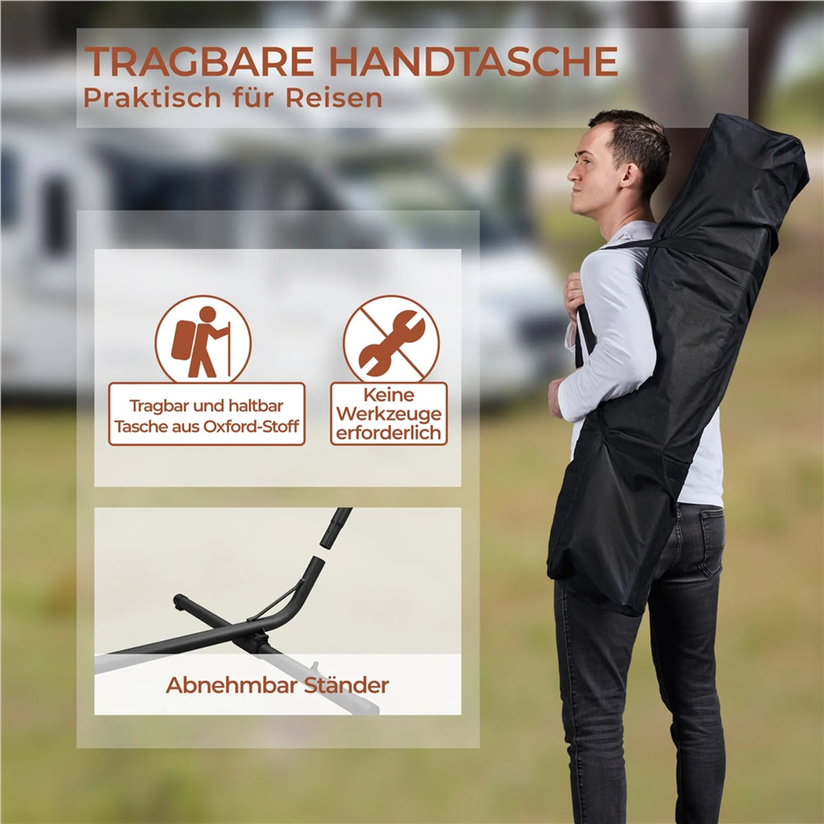 Yaheetech Hangmat met Standaard - Blauw Groen Gestreept - 2-3 Personen, Tot 205 kg