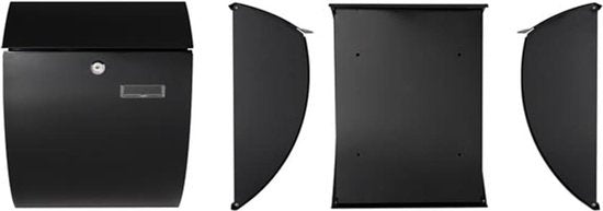 Perel Brievenbus Nice, wandmontage, gebogen front, met naamplaatje, incl. 2 sleutels, afmetingen (H x B x D) 40 x 31 x 16 cm, zwart
