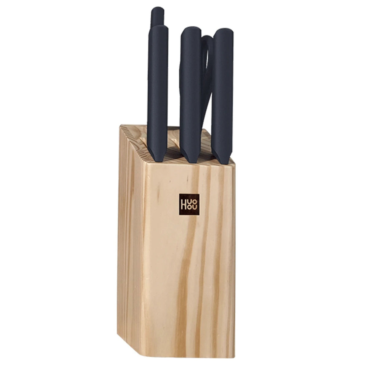 HuoHou Keukenmessenset met Houten Blok - 6-delig - RVS