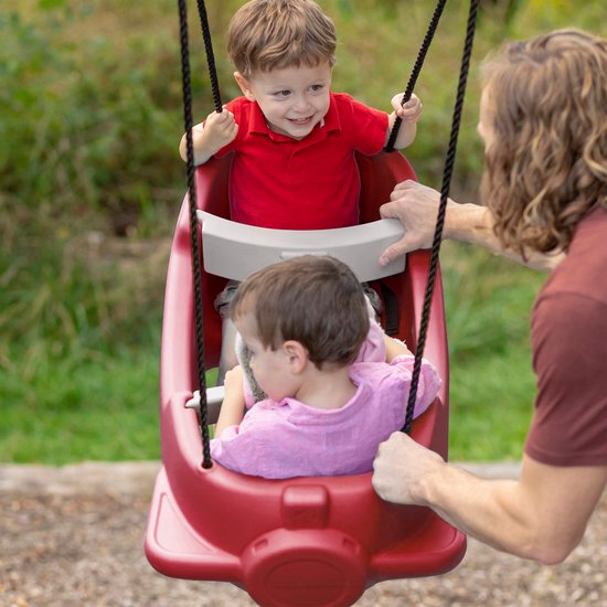 Step2 Rocket Swing for Two Rood - Tweepersoons raketschommel - Verstelbare heupgordels - Gemakkelijk in- en uitstappen - Duurzaam kunststof
