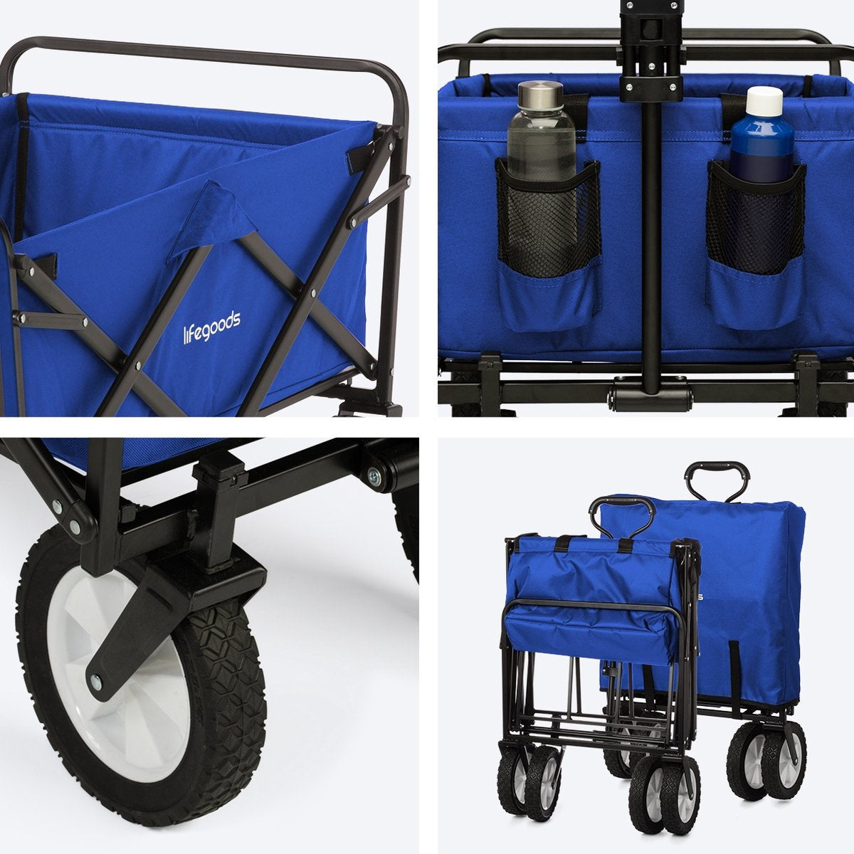 LifeGoods Bolderkar - Opvouwbaar - Draaibare wielen - 2 Standen - 70KG Draagkracht - Blauw