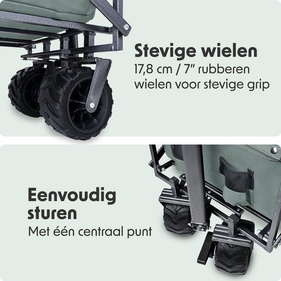 LifeGoods Bolderkar - Opvouwbaar - 80KG Draagkracht - 94L - Wasbaar Polyester - Groen