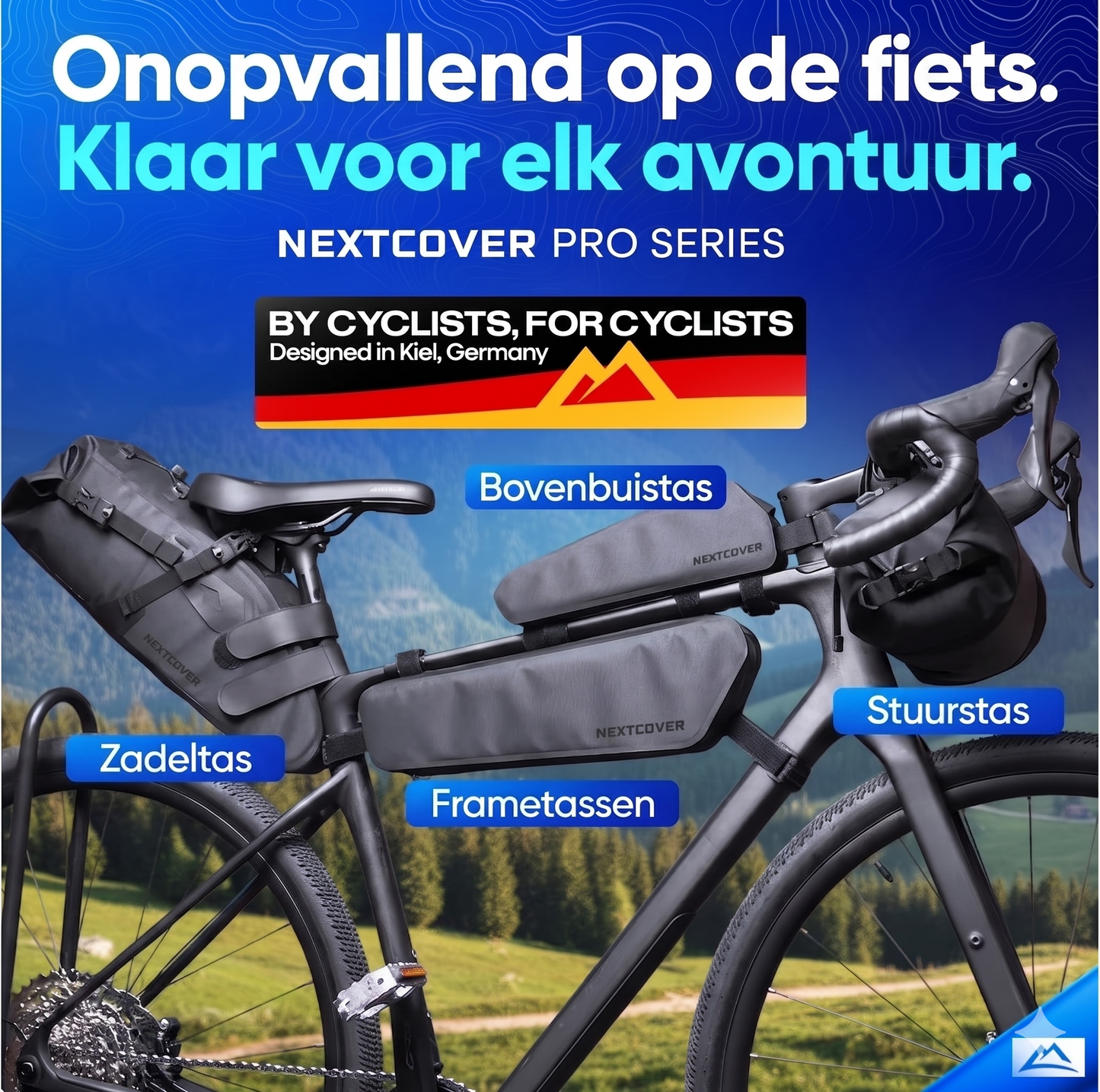Nextcover Bikepacking Bovenbuistas - 0,8L - Schroefbaar - Zwart