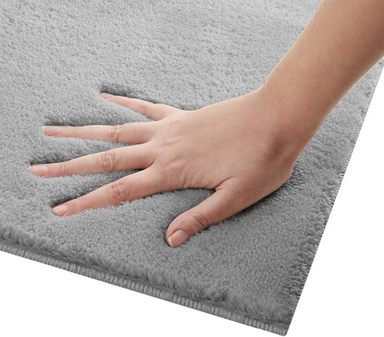 tectake® Kortpolig Vloerkleed - 120 x 170 cm - Grijs - Tapijt voor Woonkamer, Slaapkamer, Eetkamer - Onderhoudsvriendelijk en Wasbaar - Antislip Ondertapijt - Allergievriendelijk - Diverse maten en kleuren