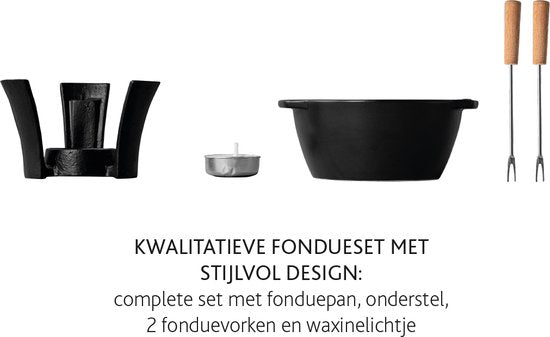 Boska Fondueset Party Mini - Fonduepan - Voor kaasfondue & saus - Zwart - 300 ml