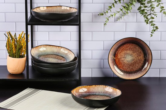 Diep bord IRIS Ø22,5cm - 6 stuks - Wildbruin