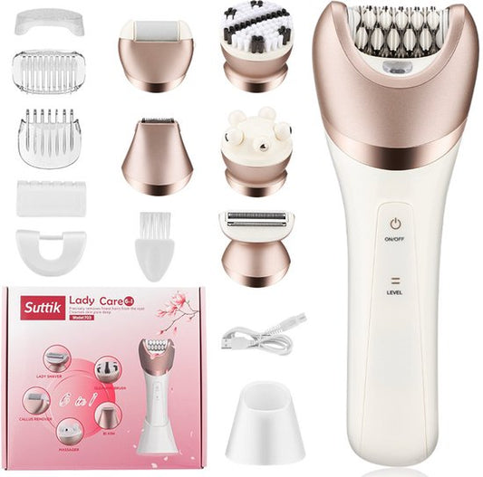 6-in-1 multifunctionele epilator, scheren, peeling, massage