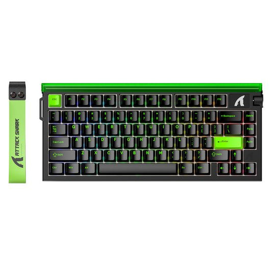 ATTACK SHARK R85HE - Magnetic Switch Wired Gaming Toetsenbord - 79keys - RGB light strip - Decorative Lanyard - Volume knob - PBT Keycaps - 8Khz - 0.005mmRT - 0.08ms - Neon Green