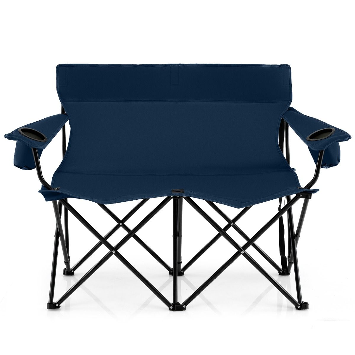 Coast tweepersoons campingstoel - inklapbaar met bekerhouders en draagtas - donkerblauw