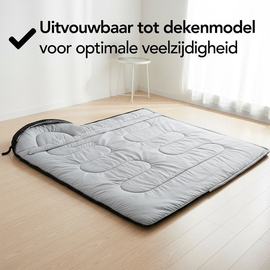 Brixy Mummy Slaapzak - 4 Seizoenen - Slaapzakken Volwassenen & Kinderen - 210 x 75 CM - Kamperen - Zwart
