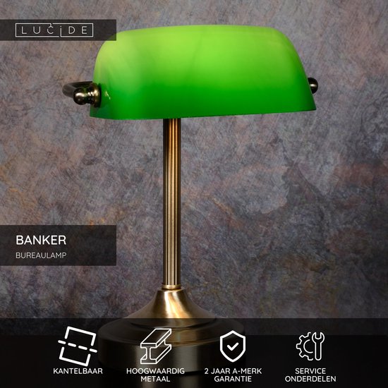 Lucide BANKER - Bureaulamp - 1xE14 - Brons