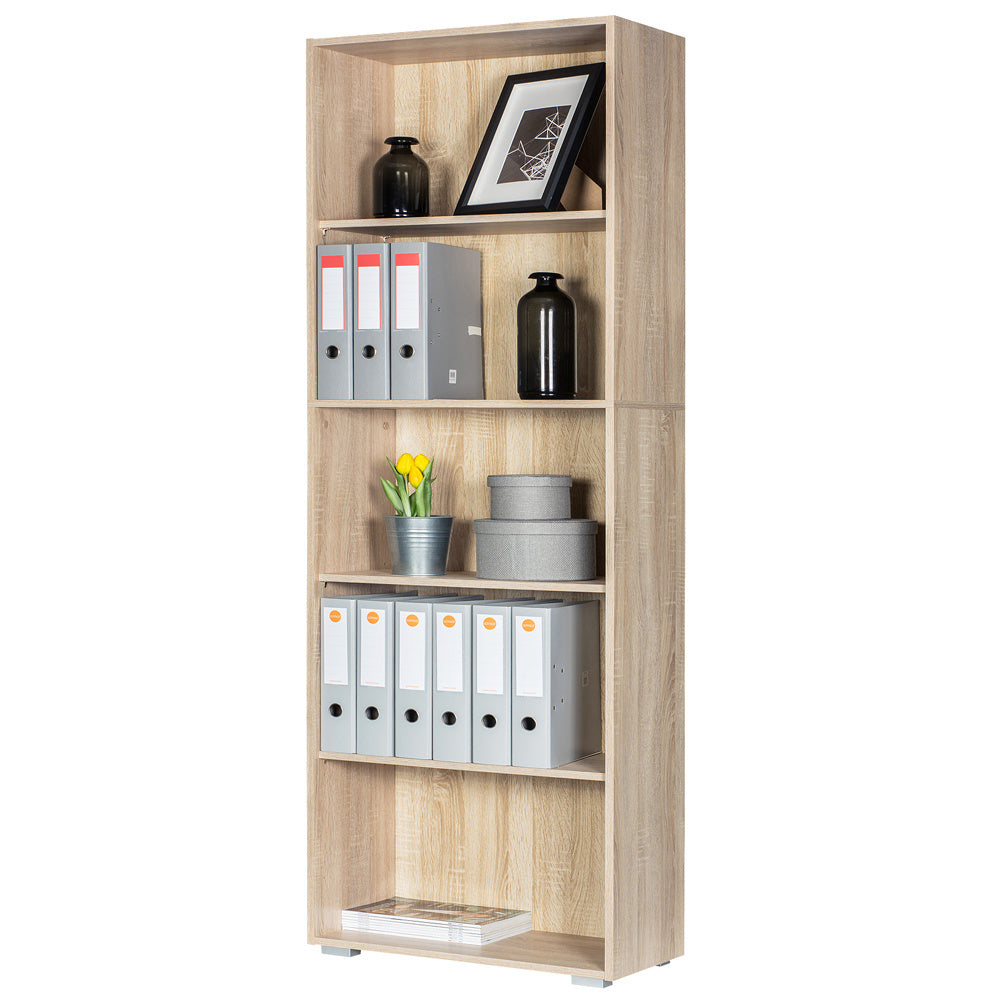 Casaria Boekenkast Vela - 5 Vakken Verstelbaar 190x60x28 cm - Eiken