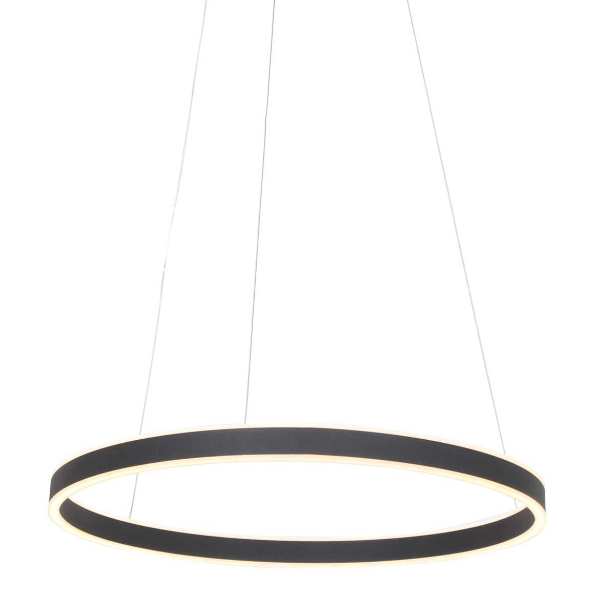 Hanglamp Ringlux 3502ZW Zwart 60cm Design Metaal Steinhauer - Hoogte instelbaar, ideaal voor binnengebruik