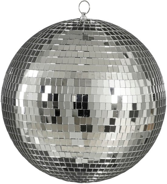 Mica Decorations Kerst Discobal - Kerstballen voor de Kerstboom - Kerstversiering met Spiegelende Afwerking - Kerstornamenten met Haakje voor Feeststemming - Ø30 cm - Zilver