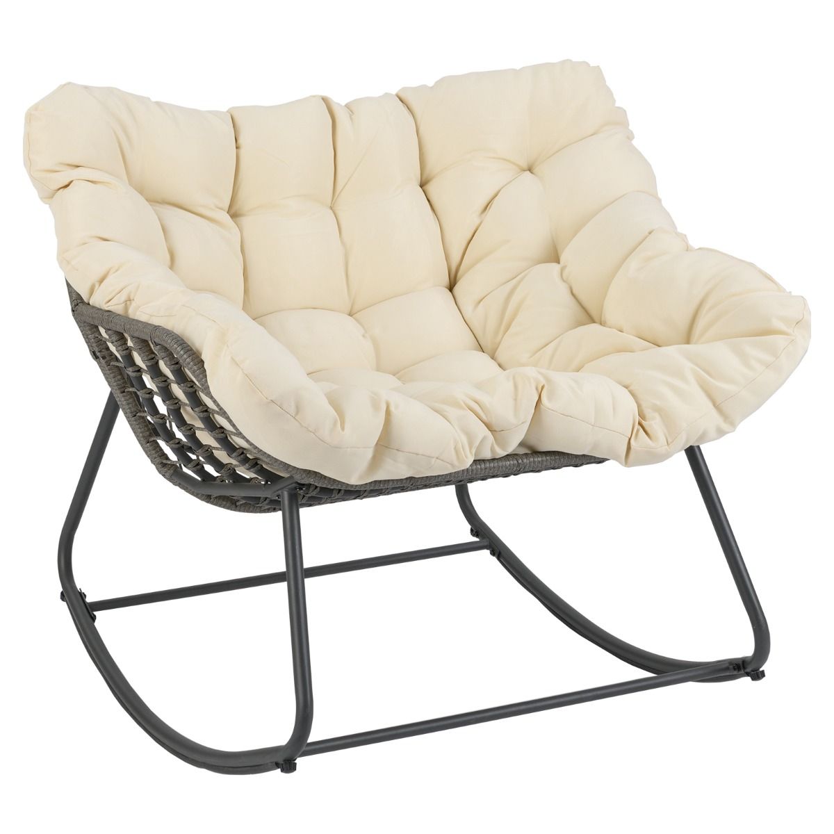 Coast Schommelstoel - extra groot - dik afneembaar kussen - beige en grijs