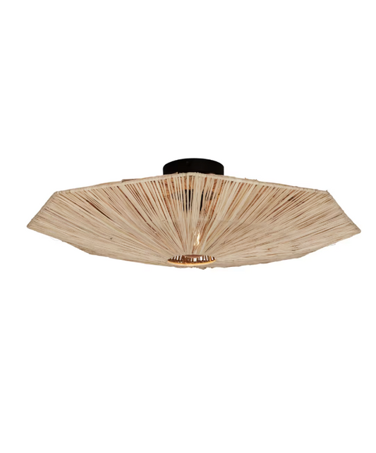 Good & Mojo - Plafondlamp Panama - Ø65 x 20 cm - Raffia - Kleur Naturel - Duurzaam Design - E27 Fitting - Handgemaakt
